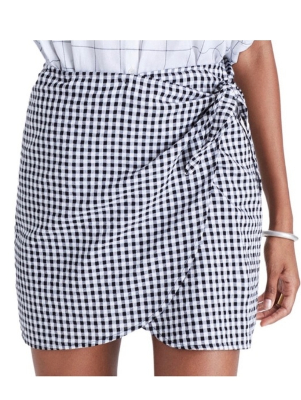 Madewell Gingham Wrap Mini Skirt Black & White Women's Size 4